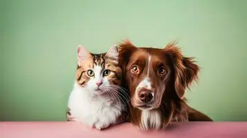 dog-and-cat-together-cute-pets-isolated-banner-with-copy-space-generative-ai-photo dog-and-cat-together-cute-pets-isolated-banner-with-copy-space-generative-ai-photo